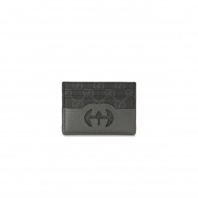 GUCCI CANVAS WITH LEATHER BINDING CARD HOLDER 701425 (10*7cm)